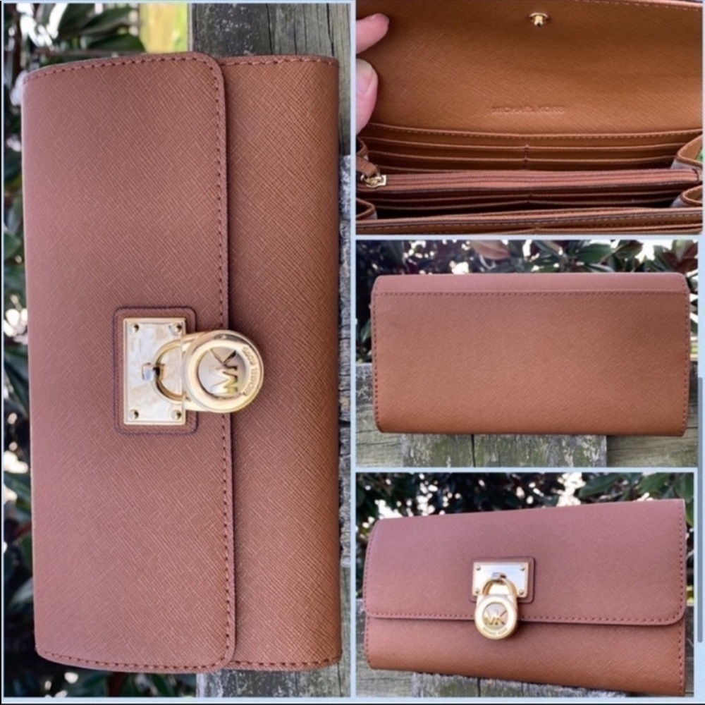 MIchael Kors MK Luggage Brown Hamilton Bag Wallet - Picture 6 of 8